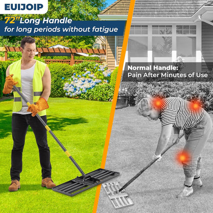Professional Lawn Leveling Rake 30x10 Heavy Duty - Oversized Leveling Tool with 80" Stainless Steel Handle, Foldable Landscape Grading Rake for Soil Sand Topdressing & Seeding