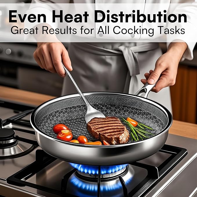 15-Piece 5 Ply Stainless Steel Cookware Set with Lids, Pots and Pans Set Non Stick, Non-Toxic, for Induction, Oven, Dishwasher Safe, RV Essentials, Kitchen Appliances