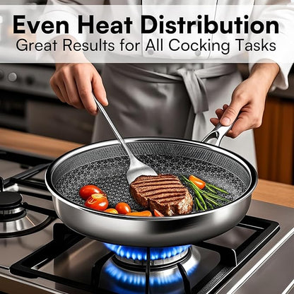 15-Piece 5 Ply Stainless Steel Cookware Set with Lids, Pots and Pans Set Non Stick, Non-Toxic, for Induction, Oven, Dishwasher Safe, RV Essentials, Kitchen Appliances