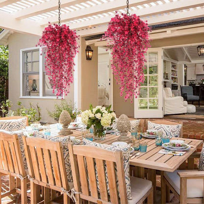 Artificial Hanging Plants Artificial Fall Flowers Faux Autumn Plants Artificial Ferns for Outdoors Hanging Fake Vines Faux Hanging Plants for Fall Decor Indoor Outdoor House Wedding Party(Wine Red)