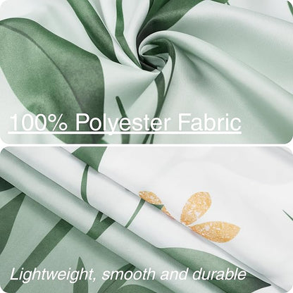 Eucalyptus Shower Curtain, Ombre Floral Leaves Plant Washable Fabric Bath Decor with 12 Hooks 72x72 inches, Sage Green