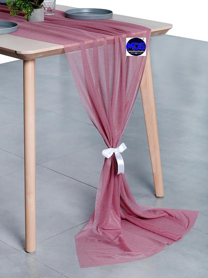 MDS Halloween Chiffon Table Runner - 20 Pack, 29 x 170 Inches, 14ft Each - Sheer Spooky Table Runners for Haunted House Parties, Trick-or-Treat Tables, Witchy Décor, Wedding & Events - mauva