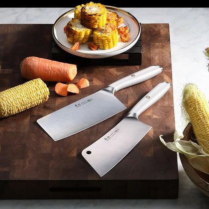 Cangshan L1 Series 2-Piece Cleaver Set, Forged German Steel (White)