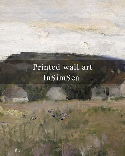 InSimSea Framed Wall Art for Living Room Vintage Landscape Wall Prints Framed Canvas Art Wall Decor Abstract Serene Countryside Scene Wall Prints Mid Century Modern Decor for Bedroom Office 11x14in