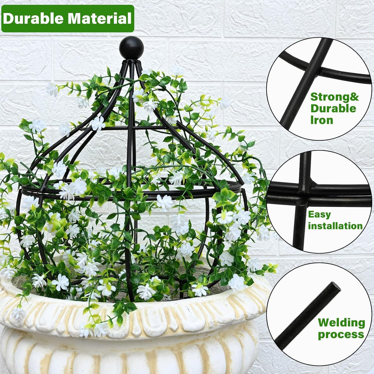 Sturdy Metal Garden Obelisk Trellis for Climbing Plants - 12" x 8.1" Versatile Support for Roses, Topiaries & Houseplants - Easy to Assemble, Durable & Decorative for Indoor/Outdoor Displays