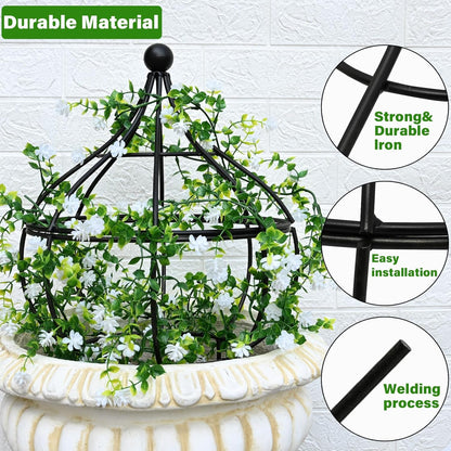 Sturdy Metal Garden Obelisk Trellis for Climbing Plants - 12" x 8.1" Versatile Support for Roses, Topiaries & Houseplants - Easy to Assemble, Durable & Decorative for Indoor/Outdoor Displays