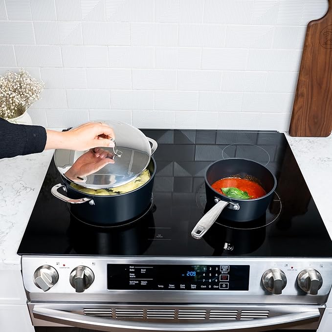Alva Maestro 6-Piece Nonstick Ceramic Cookware Set – Toxin-Free, Scratch-Resistant, Induction Compatible – Even-Heat Aluminum Base – Oven & Dishwasher Safe – Healthy Nonstick for Everyday Cooking