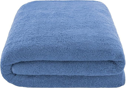 American Soft Linen Oversized Bath Sheet 40x80 Extra Large for Bathroom, 600 GSM 100% Cotton Turkish Jumbo Bathsheet Towels for Adults, Electric Blue Bath Sheet