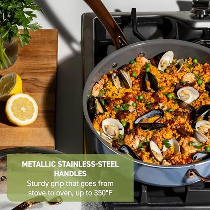 T-fal Preserve Ceramic Non-Stick Cookware, 5.5 Quart Jumbo Cooker, Ocean Blue