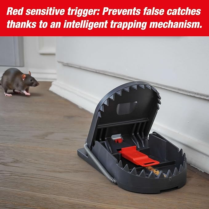 SWISSINNO Rat Trap PRO SuperCat - Reusable, Reliable and Effective - Powerful snap Trap for Rat Elimination Without False Catches, with Peanut Butter Bait - 2 Traps + 2 Bait Syringes