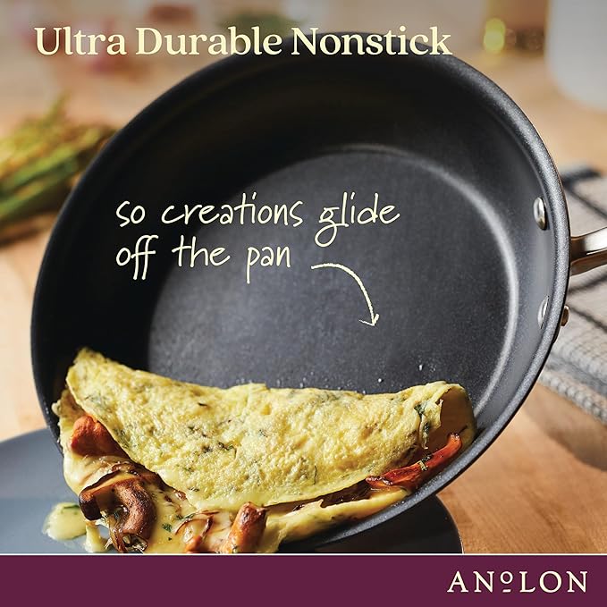 Anolon Advanced Home Hard-Anodized Nonstick Skillets (2 Piece Set- 10.25-Inch & 12.75-Inch, Moonstone)