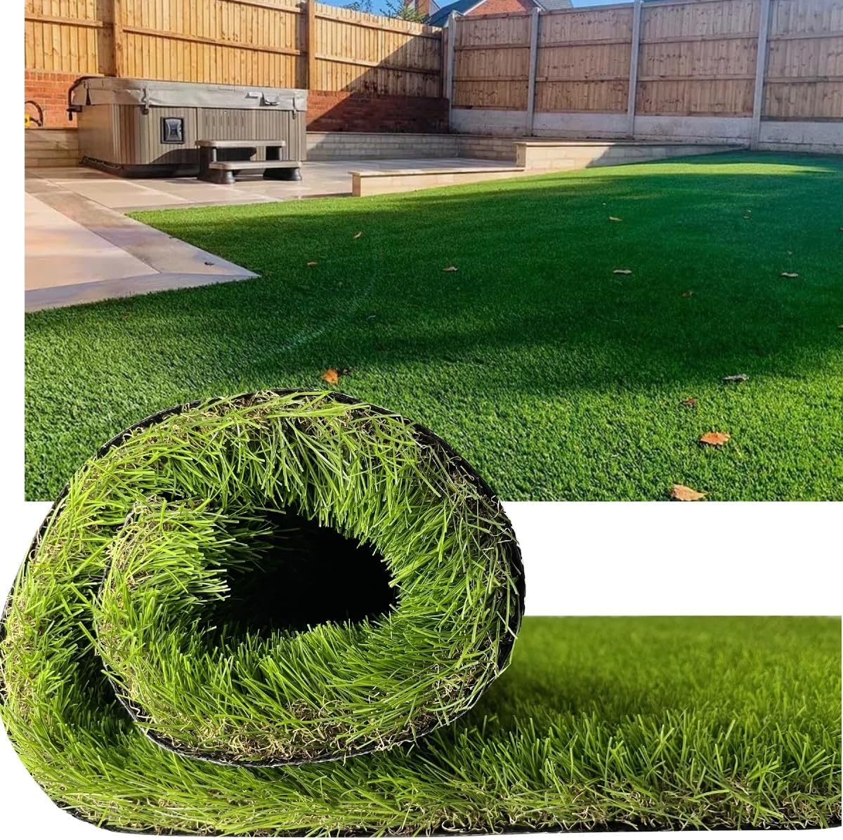Petgrow Luxurious Artificial Grass Realistic Turf 6 X 16 Feet,1.57 Inch Pile Height Ultrathick Indoor/Outdoor Dog Fake Faux Grass,Synthetic Grass Rug Garden Landscape Patio,Drainage Holes