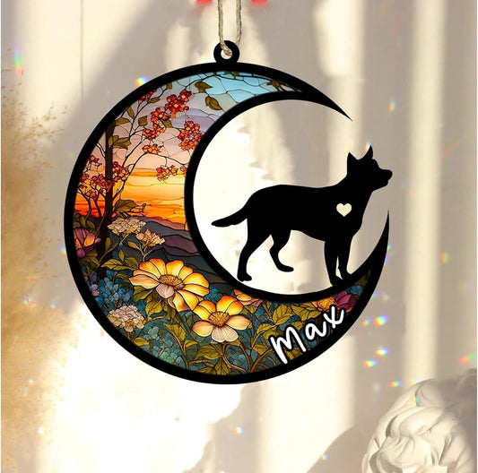 Personalized Dog Memorial, Custom Name Australian Cattle Heeler Dog Christmas Ornament, Custom Breeds, Pet Loss Light Catcher, Gifts for Lovers Loss of Pet Sympathy on Mothers Day Christmas