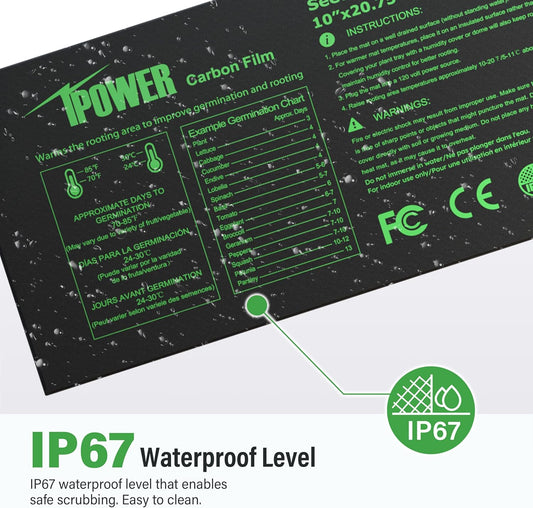 iPower 10" x 20.75" Waterproof Durable Seedling Heat Mat with Digital Thermostat Control Warm Hydroponic Plant for Indoor Gardening Germination Starting