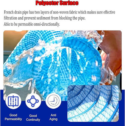 Commercial French Drain Pipe for Water Drainage, Construction Site/Sports Field Perforated Pipes & Weeping Tile, Dia 2in 3.9in 5.9in Wide Underground Drainage Systems(Dia10cm/3.9in,Long 20m/65.6ft)