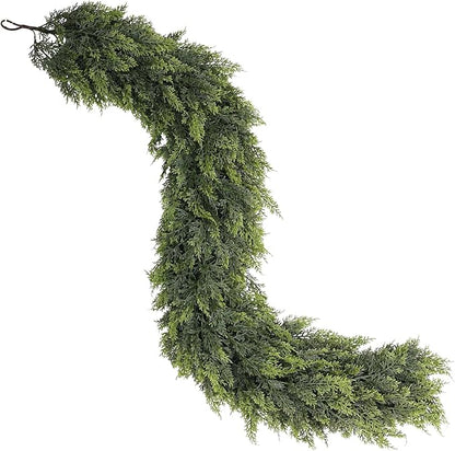 Real Touch Cedar Garland - Artificial Christmas Garlands Faux Green Cedar Fake Pine Needles Garland for Fireplace,Table, Stairs, Mantle, Window,Indoor Outdoor,Home,Holiday Decor(2 PCS,6 FT)