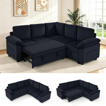 86″ Sectional Sleeper Sofa with Pull Out Bed, Modular Sectional Couch with Storage