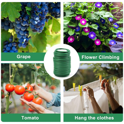 Decoroca Soft Plant Ties for Support - 65.6' Reusable Waterproof Plant Wire, 3.5mm Garden Twist, for Indoor & Outdoor Plants and Home Organizing（1pc/Green）
