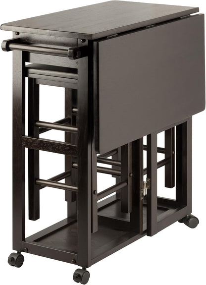 Winsome Suzanne Kitchen Table Set with Stools, Coffee, 33" | Convenient Sturdy Mobile Kitchen & Dining Room Table & Chairs with Storage for Small Spaces, Dorms, Apartments
