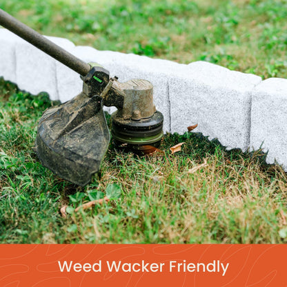 Beuta Landscape Edging | Garden Edging Border | Faux Stone Blocks for Lawn Edging, Flower Beds & Yard Edging – 10 Pack | Each Section Has 6 Blocks 48" L x 4" W x 6.5" H | 20 Spikes | Limewash