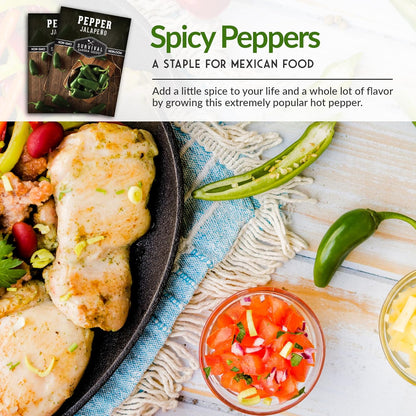 Jalapeño Pepper Seeds for Planting | Hot Heirloom Non-GMO Peppers for Pickling & Salsas – Survival Garden Seeds (1 Pack)