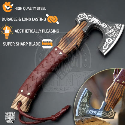 SHINY CRAFTS®- Personalized Viking Axe – Best Gift for Husband Decorative Hatchet for Father’s Day, Birthday, Anniversary, or Christmas (SCA-07)