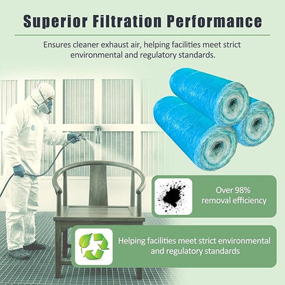 Fiberglass Paint Booth Filter Roll for Spray Booth 18-Gram Blue 200ft (25" x 200ft)