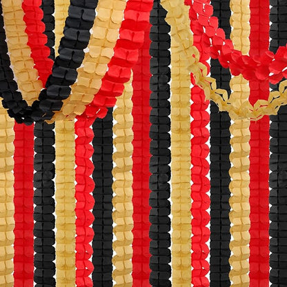 Red-Black Gold Party-Decorations Streamers Garland - 12pcs Casino-Theme Graduation 2025 4-Leaf Clover Paper Streamer,Game Night Wedding Birthday Baby Bridal Shower Banners Decor Ouruola