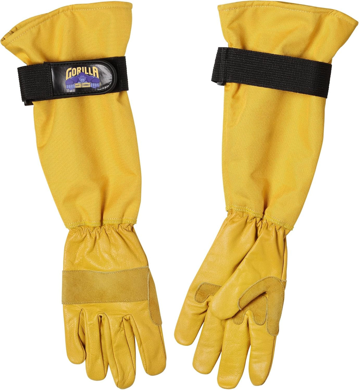 GORILLA EASY CONNECT Gardening Gloves Lightweight Tough Heavy Duty Long Sleeve Leather Pruning Gloves with Adjustable Strap