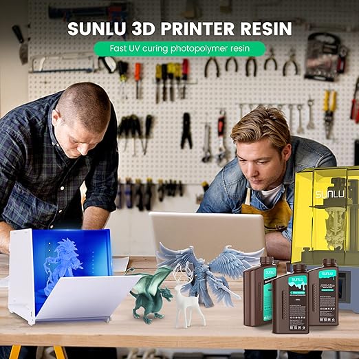 SUNLU 3D Printer Resin 2kg, Fast Curing Standard 3D Resin for Most Resin 3D Printers, 395 to 405nm UV Curing 3D Printing Liquid Photopolymer Resin, Low Shrinkage and High Precision, 2000g, Clear Green