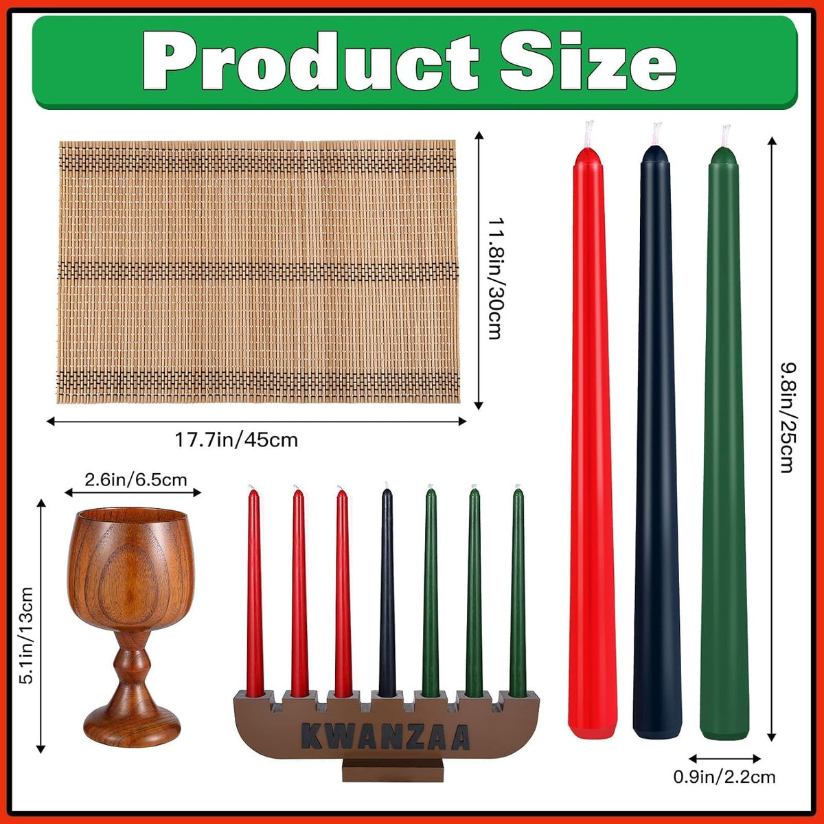 10 Pieces Kwanzaa Kinara Set Wooden Kwanzaa Candle Holder Kwanzaa Celebration Decorations