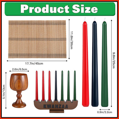 10 Pieces Kwanzaa Kinara Set Wooden Kwanzaa Candle Holder Kwanzaa Celebration Decorations