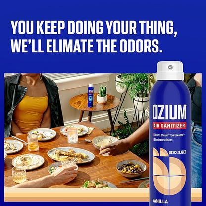 Ozium 8 Oz. Air Sanitizer & Odor Eliminator for Homes, Cars, Offices and More, Vanilla Scent, Pack of 1
