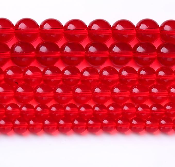 Red Glass Stone Beads Gemstone Round Crystal Energy Jade Beads Stone Beads for Jewelry Making DIY Bracelet Necklace Jewelry Making 1 Strand 15.5inch 60PCS 6MM