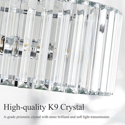 Crystal Chrome Ceiling Light, Modern Semi Flush Mount Ceiling Lighting Fixture, Round Hallway Lighting Fixtures Chandelier for Kitchen Entryway Bedroom Dining Room, 3-Light, 15.7 Inch