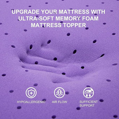 SINWEEK 1.5 Inch Gel Memory Foam Mattress Topper Ventilated Soft Pressure Relieve Mattress Pad, Breathable Bed Topper, CertiPUR-US Certified, Twin Size