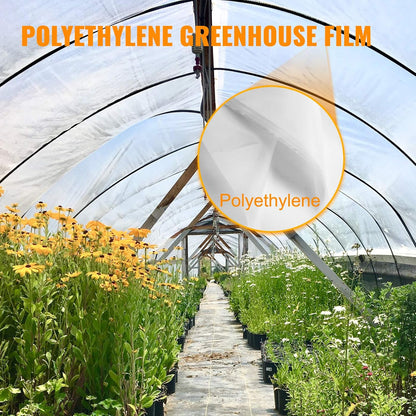 VEVOR Greenhouse Plastic Sheeting 10 x 25 ft, 6 Mil Thickness UV Resistant Clear Polyethylene Film, Hoop Green House Cover for Farms, Agriculture, Garden