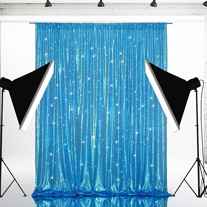 Eternal Beauty Turquoise Sequin Backdrop, 6x6 Ft Glitter Background Curtains for Shimmer Photography Party Wedding Birthday Back Drop Decor