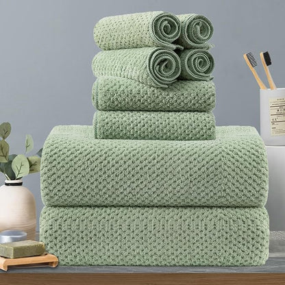 8-Piece Green Bath Towels Set,2 Oversized Large Bath Towels Sheet,2 Hand Towels and 4 Washcloths - 600 GSM Soft Luxury Towel Set,Highly Absorbent Quick Dry Towel Collection for Bathroom,Hotel and Spa