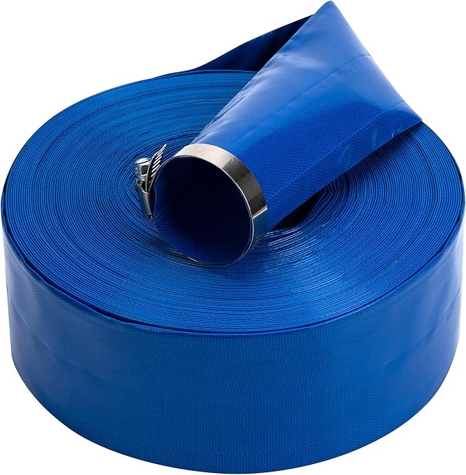 3 in x 50 ft Pool Backwash Hose Heavy Duty Drain Discharge Double PVC Lay flat General Purpose Vinyl Hose, Burst Resistant for Water Transfer Sump Pump Pool Filter (3in 50ft fiber reinforced hose)