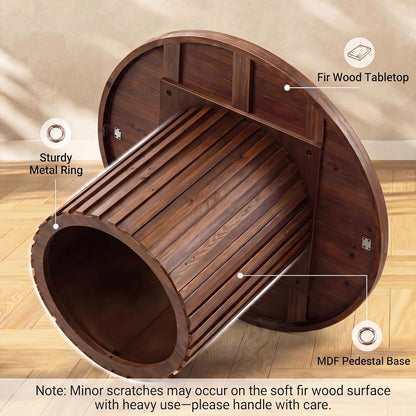 Tribesigns 47-Inch Round Dining Table for 4-6, Farmhouse Wood Kitchen Table with Striped Pedestal Base, Circle Wooden Dining Room Furniture for Kitchen Living Room, Dark Brown