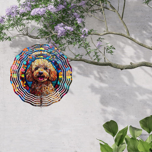 Poodle Dog Wind Spinners Outdoor Dog Memorial Gifts, 3D Metal Kinetic Hanging Garden Wind Spinner, Spinner Decor, Wind Sculptures for Outdoor & Indoor, Window, Yard Decor (Poodle 3)