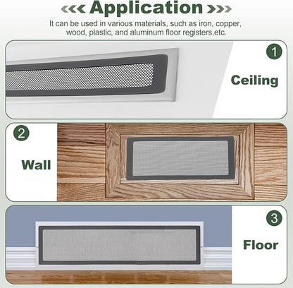 YOKIVE 6 Pcs Magnetic Floor Vent Covers, Floor Register Cover PVC Mesh Air Vent Screen Filters, Great for Home Floor, Wall, Ceiling, Catch Debris Hair Dust (White, 12-Inch x 12-Inch)
