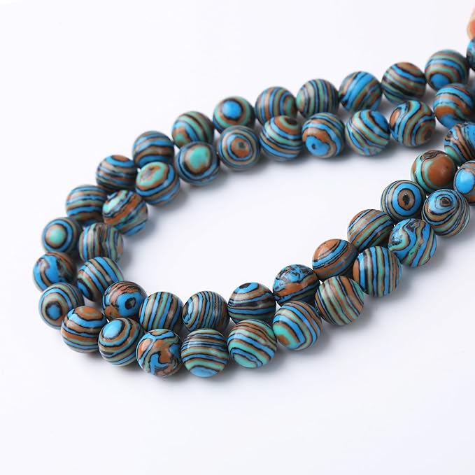 Blue Peacock Turquoise Stone Beads Gemstone Round Crystal Energy Jade Beads Stone Beads for Jewelry Making DIY Bracelet Necklace Jewelry Making 1 Strand 15.5inch 4MM