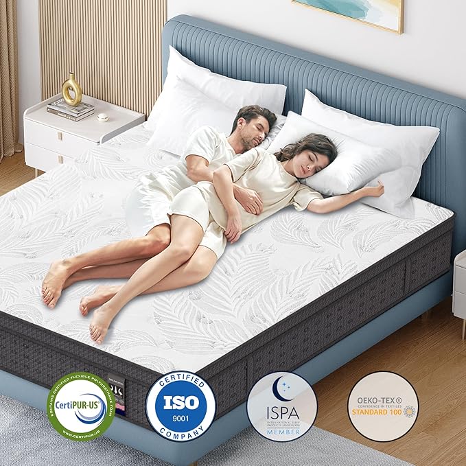 Queen Mattress 14 Inch, Memory Foam Mattress with Pocket Spring, Soft & Comfortable Medium Firm, Motion Isolation, Pressure Relief, CertiPUR-US Certified (80"*60"*14")