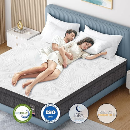 Queen Mattress 14 Inch, Memory Foam Mattress with Pocket Spring, Soft & Comfortable Medium Firm, Motion Isolation, Pressure Relief, CertiPUR-US Certified (80"*60"*14")