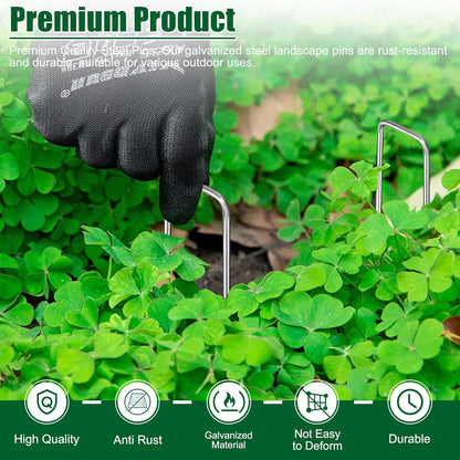 12 Inch 11 Gauge Galvanized Landscape Staples Stakes for Decoration, 25/100/200pcs Garden Metal Stakes for Weed Barrier Fabric, Fence Stakes, Tent Stakes (12in, 25pcs)