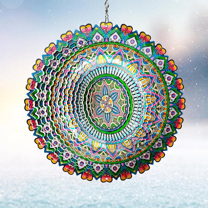 Mandala Rich Love Wind Spinner - 3D Kinetic Wind Spinners | 12″ Laser Cut Stainless Steel Hanging Sculpture & Catcher for Outdoor Garden Yard Decor | Mandala Gifts for Mom, Dad, Women, Men
