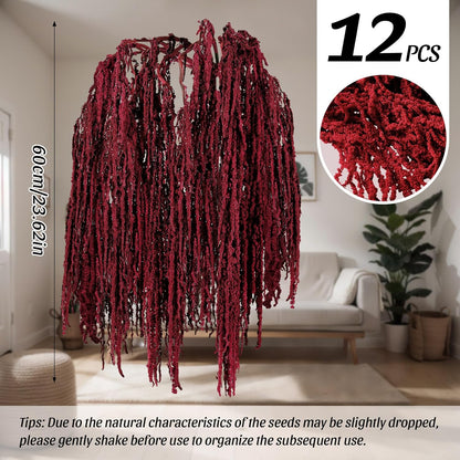 Suncalla 12 Pcs Red Spring Natural Dried Amaranthus Hanging Flowers Amaranthus Artificial Flowers for Wedding Arch Bouquet Floral Garland Wall Home Decoration (23 Inch)