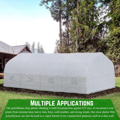 Farm Plastic Supply - String Reinforced 4 Year UV Resistant 10 mil White Greenhouse Plastic Sheeting - 4 Year UV Resistant Polyethylene Greenhouse Film, Hoop House Green House Cover (32' x 20')